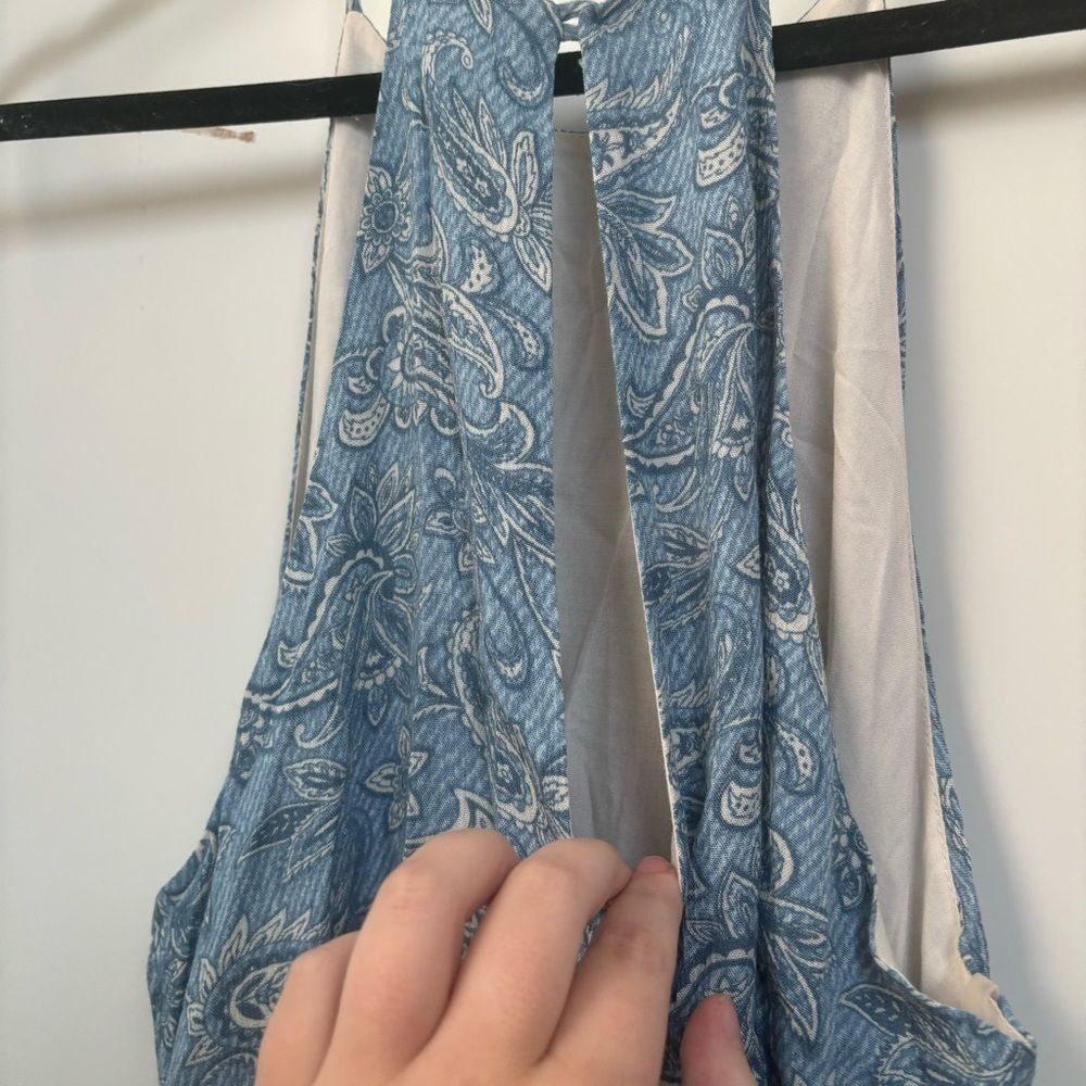 Blue Paisley High Neck Dress - Picture 6 of 7